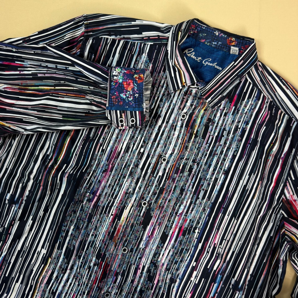 Robert Graham Classic Fit L/S Button Down Shirt 3XL Multicolor Stripe Cotton